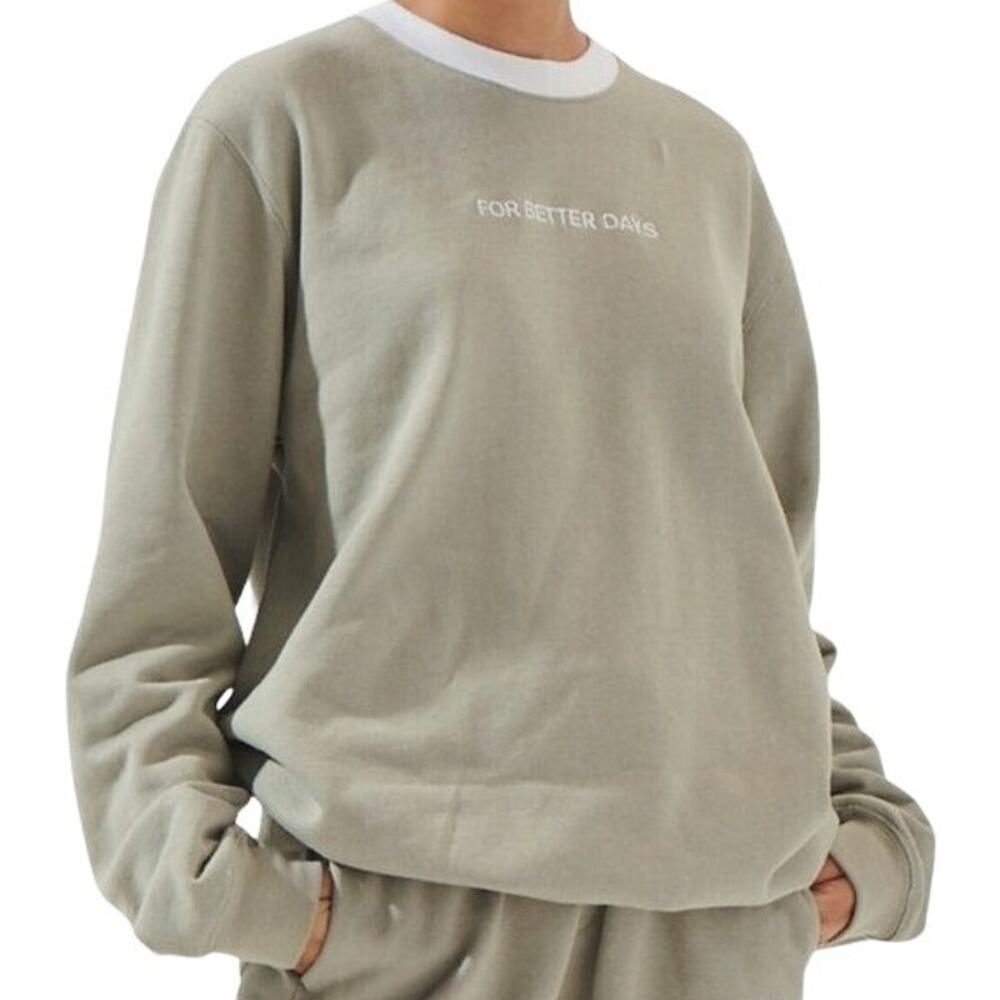 For Days Sweatshirt For Better Days Double Collar Embroidered Pullover Green XS